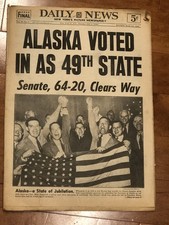 Vintage Newspaper  Alaska Becomes 49 Th State picture