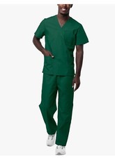 Sivvan Unisex Scrubs - Classic V-Neck Top & Drawstring Pants Scrub Set Green 2XL picture