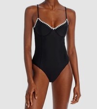Ramy Brook Addisyn Crochet Trim One Piece Swimsuit MSRP $259 picture