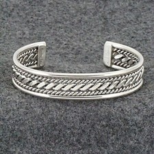 Large Heavy Twisted 925 Silver Adjustable Handmade Cuff Bangle Bracelet B#005 picture