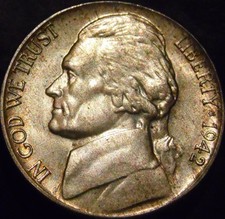 1942-S Jefferson Silver Nickel AU/BU picture