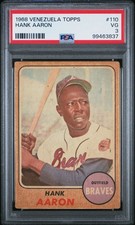 HANK AARON 1968 Topps Venezuelan #110 Printed in Venezuela PSA 3 VG *Pop 2* picture