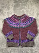 Vintage 80s 90s Nuca Huasi Hand Knit Virgin Wool Ecuador Cardigan Sz M Boho EUC picture