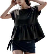 Women Boat Neck Babydoll Tops Peplum Cap Sleeve Flowy Casual Blouse picture