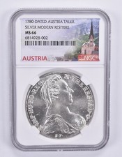 1780-Dated Austria Taler Silver Modern Restrike MS66 NGC picture