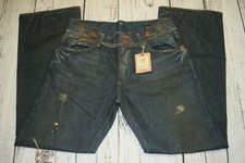 NWT VTG Guess Jeans Cliff 074 Miner Bootcut Blue Mens Size 34 Distressed 1800's  picture