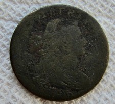 1796 1C  Draped Bust Large Cent Rare Key Date Type Coin Full Date Fine Corroded picture