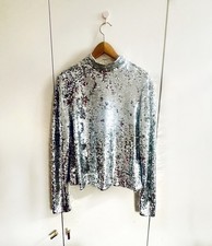 Silver Sequin Top By H&M as made viral by Trinny Rare Sz M picture