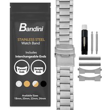 22mm Curved Steel Metal Watch Band Bracelet for Orient Kanno picture