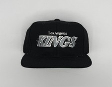 Vintage NHL Los Angeles Kings Motion Snapback Hat 90s Starter Black 100% Wool picture