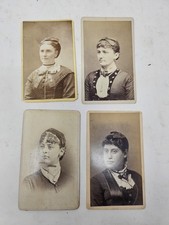 Lot of 4 Antique 19th Century CDV Photo Cards Fashionable Women with Cap Hats picture