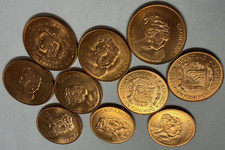 1986 Dominican Rep. 1 Centavo UNC Coin KM#64 with time of Columbus Chief Caonabo picture