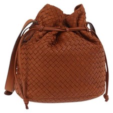 Bottega Veneta INTRECCIATO Shoulder Bag Leather Brown Gold Auth bs37477 picture