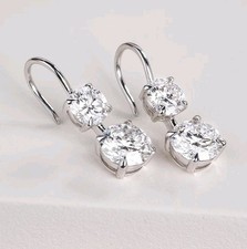 6.40 Ct Treated Certified Gorgeous White Diamond Dangler Earring In 925 Silver picture