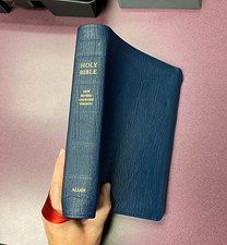 Rare RL Allan NRSV w/Apocrypha in Blue Highland Goatskin w/Speckled Edges picture