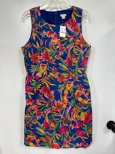 J. Crew Factory Bright Multicolor Tropical Floral Sleeveless Shift Dress Size 8 picture