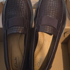 Clarks Sharon Pace Merlot Leather Loafer Women's Wide Comfort Cushioned Shoes picture