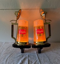 Beautiful Matching Pair 1960's-1970's Schaefer Beer Lighting w/ Animated Bubbles picture
