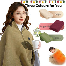 Electric Heated Blanket Heating Poncho Shawl Fast Heat Office w/Zipper 63X35”US picture