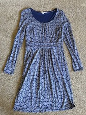 Boden Mable Blue Floral Jersey Dress w/Pockets Women’s 8 Long Sleeve picture