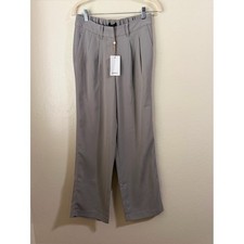 Quince Coastal Grey Stretchy Crepe Pleated Wide Leg Pants Size 2 NWT Workwear picture