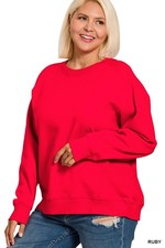 Zenana Side Ribbed Round Neck Sweatshirt picture