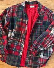 RARE Vintage JCrew Men's L Plaid Flannel Lined Button Jacket w/ Pockets picture