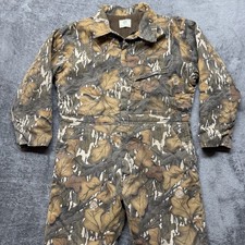 Vintage Mossy Oak Coveralls Mens XL Camo Insulated Fall Foliage Hunting USA Made picture