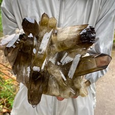 3.92LB Natural Black Smoky Quartz Crystal Cluster Raw Mineral Specimen picture