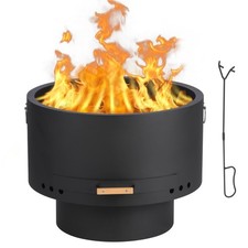 26'' Smokeless Fire Pit Removable Ash Pan Lid Poker Dust Bag Outdoor BBQ Camping picture