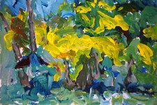 painting original acrylic canvas panel signed Afternoon in Bryant Park New York picture