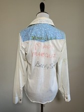 70s SEARS Put-On Shop AUTOGRAPH SHIRT Western Novelty Distressed School 80s VTG picture