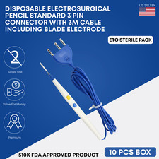 Diathermy ESU Cautery Electrosurgical Pencil with Blade Electrode Box of 10 Pcs picture