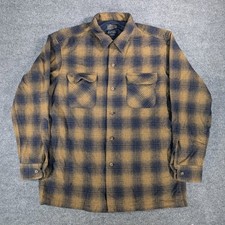 Pendleton Wool Board Shirt Plaid Mens Size Large Orange Shadow Plaid Black picture