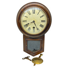 ANTIQUE H.A.C. HAMBURG AMERICAN CLOCK CO MINIATURE WALL CLOCK C1900 picture