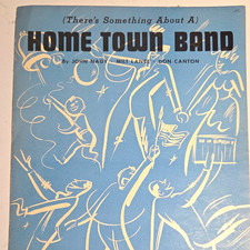 Vintage 1949 Home Town Band Sheet Music Wolsey Mid Century Modern Blue Art Decor picture