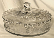 Vtg.,  CAMBRIDGE Crystal ROSE POINT GADROON RAMS HEAD LIDDED CANDY BOX #3500/78 picture