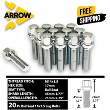 20x CHROME M14X1.5 BALL SEAT LUG BOLT 28/40/45MM SHANK FIT: MERCEDES STOCK WHEEL picture