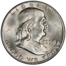 1958-D 50c Franklin Half Dollar Brilliant Uncirculated Denver Mint US Coin picture