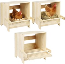 3 Pack Farmhouse Chicken Nesting Box Wooden Egg Laying Nest Box for Hens Ducks picture