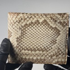 Natural Burmese Python bifold wallet with cognac brown goat interior picture