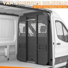 MELIPRON Van Safety Partition Bulkhead for Ford Transit Med Roof, w/ Door Handle picture