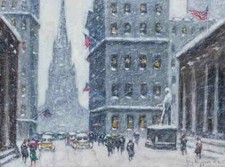 Guy Carleton Wiggins : Wall Street Winter : 1945 : Archival Canvas Art picture