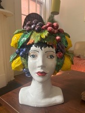 AUTHENTIC Vietri italian lady head planter picture
