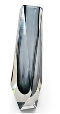 Flavio Poli Murano Grey Sommerso Faceted Diamond Vase 1970s picture