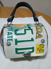 Little Earth Florida Barrel License Plate Purse. Clutch Handle B42 picture