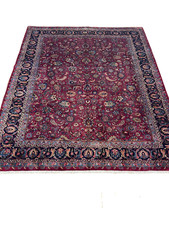 12’ X 14’10 Red Blue Beige Traditional Large Hand Knotted Oriental Rug Oversized picture