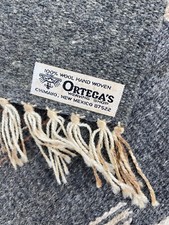 Vintage Authentic Hand Woven Wool Rug By Ortega's Chimayo -  New Mexico Runner picture