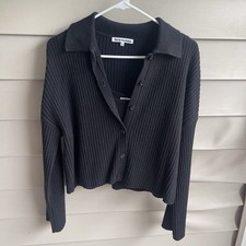 Reformation Clara Cashmere Bralette and Cardigan Ribbed Set Sz XS Cropped Chunky picture