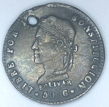 1860 BOLIVIA PTS F.J 1 SOL SILVER** picture